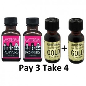 Poppers Pack 2 Amsterdam XL + 2 Original Gold 3 + 1